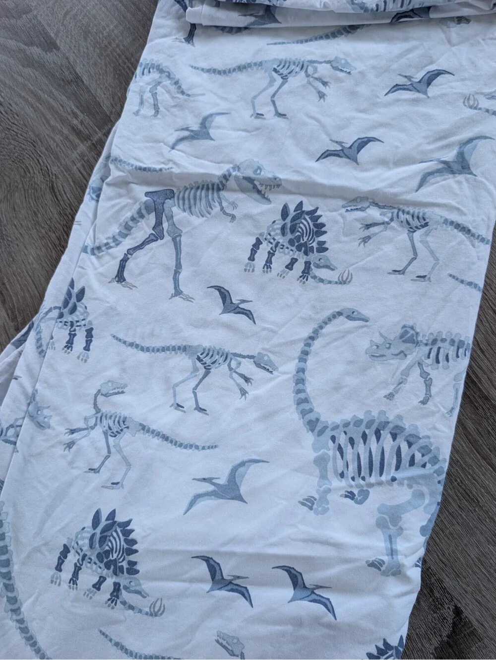 Pottery Barn Kids 100% Cotton Blue Dinosaur Dino Flat Sheet Pillowcases Full